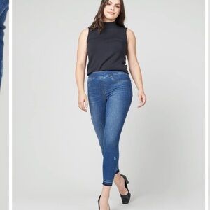 Spanx Distressed Ankle Skinny Jeans, Medium Wash Size Medium